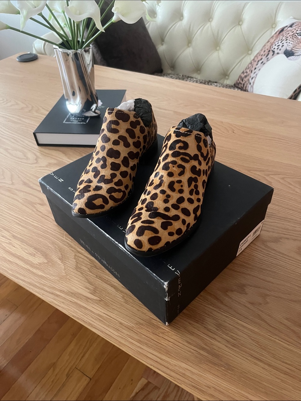Steven By Steve Madden Leopard Print Ankle Boots in Tan and Black